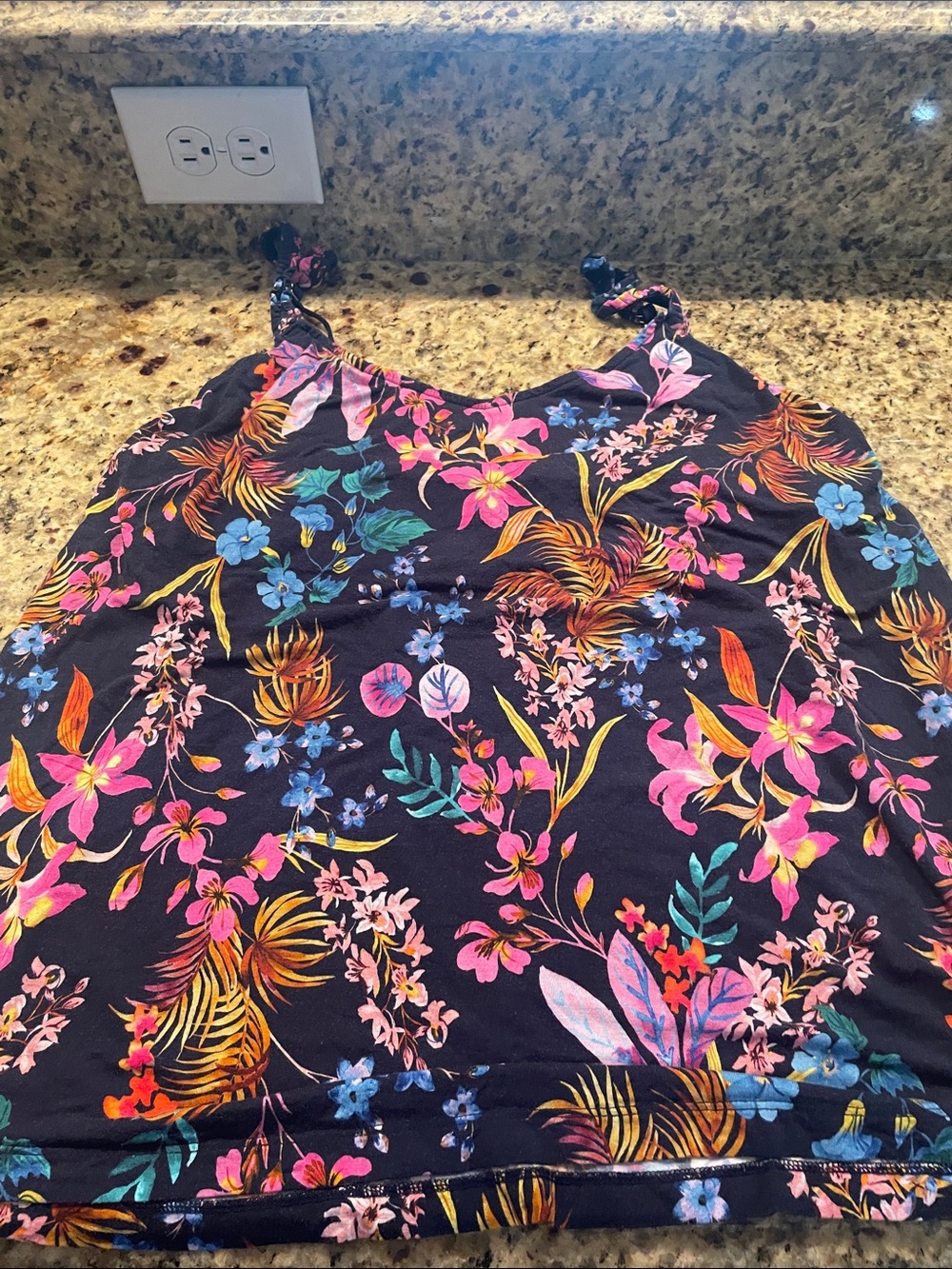 Soma Black Floral Cami with Pink & Blue Flowers